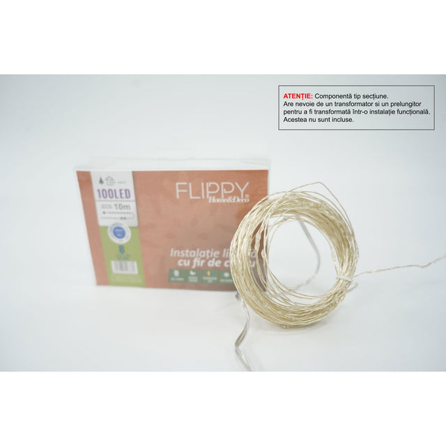 Instalatie de Craciun Tip Liniar, 8 jocuri de lumini, Fir Cupru, 10 m, 100 LED -uri, Albastru - vivimall.ro