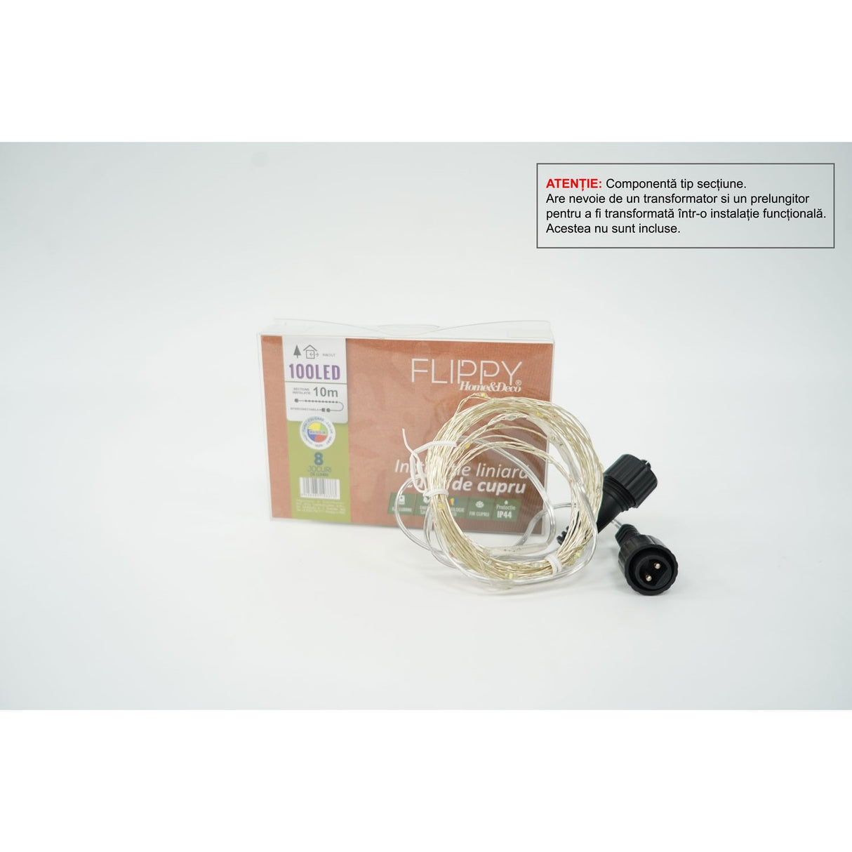 Instalatie de Craciun Tip Liniar, 8 jocuri de lumini, Fir Cupru, 10 m, 100 LED -uri, Multicolor - vivimall.ro