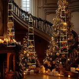 Instalatie LED de Craciun, Vivimall, cu Accesorii, Lumina Calda, Lungime 1.5m, 8 Trepte, 120 de Luminite, 8 Moduri, Model Mos Craciun pe Scara, Multicolor - vivimall.ro