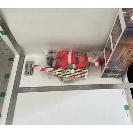 Instalatie LED de Craciun, Vivimall, cu Accesorii, Lumina Calda, Lungime 1.5m, 8 Trepte, 120 de Luminite, 8 Moduri, Model Mos Craciun pe Scara, Multicolor - vivimall.ro