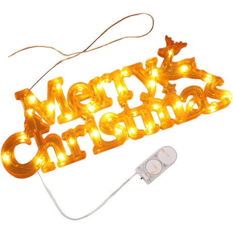 Instalatie LED de Craciun, Vivimall, Litere 3D, Merry Christmas, Lumina Calda, 27.5 x 10.5 x 1.4 cm, Galben - vivimall.ro