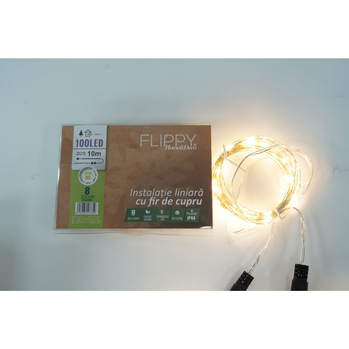 Instalatie Liniara De Craciun, 30 M, 3 Sectiuni Interconectabile, 300 Led-Uri, 8 Jocuri De Lumini, Transformator, Prelungitor 3 M Inclus, Fir Cupru