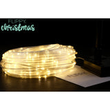 Instalatie luminoasa de Craciun tip furtun luminos, 300 LED-uri, 32 metri lungime, 8 programe, 2 metri prelungitor, sarma din cupru, incarcare solara, alb cald, Vivimall - vivimall.ro