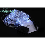 Instalatie luminoasa de Craciun tip furtun luminos, 300 LED-uri, 32 metri lungime, 8 programe, 2 metri prelungitor, sarma din cupru, incarcare solara, alb rece, Vivimall - vivimall.ro