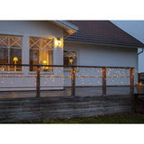 Instalatie Solara Craciun Turturi, IP44, 5 m, 143 Led-uri, Perdea Franjurata, Alb cald, 8 jocuri de lumini, cu Telecomanda, 31V, 500 mAh, Acumulator de 2400 mAh, Exterior, Prelungitor 5 m inclus, Fir Negru, Vivimall - vivimall.ro