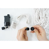 Instalatie Solara Craciun Turturi, IP44, 5 m, 143 Led-uri, Perdea Franjurata, Albastru, 8 jocuri de lumini, cu Telecomanda, 31V, 250 mAh, Acumulator de 1200 mAh, Exterior, Prelungitor 3 m inclus, Fir Transparent, Vivimall - vivimall.ro