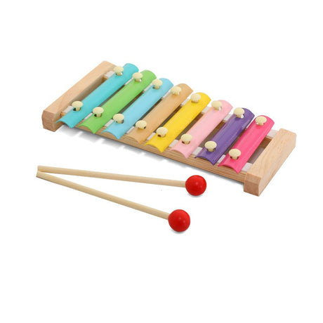 Instrument Muzical Xilofon Vivimall, din Lemn, 8 Note Muzicale, 2 Bete de Percutie, 4-6 Ani, Multicolor Pastel - vivimall.ro
