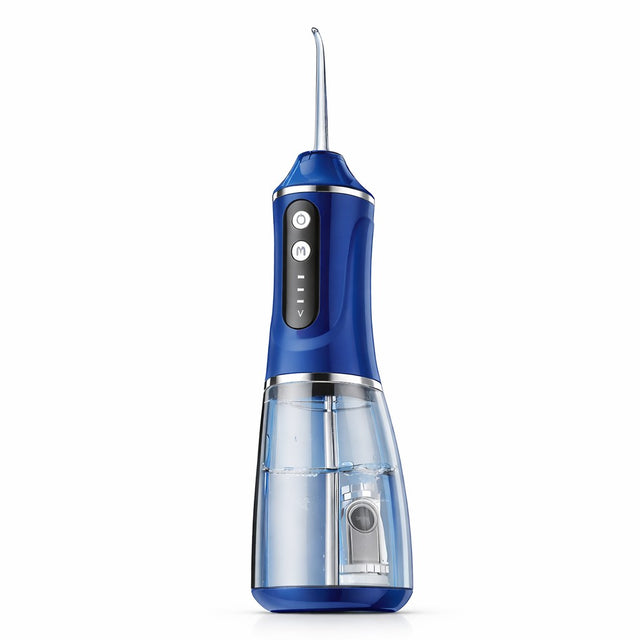 Irigator Bucal Electric, Flippy,  Portabil, Dus Bucal pentru Curatare, Indepartare Tartru, 4 Capete, 25 x 8 x 8 cm, Albastru - vivimall.ro