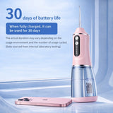 Irigator Bucal Electric, Flippy,  Portabil, Dus Bucal pentru Curatare, Indepartare Tartru, 4 Capete, 25 x 8 x 8 cm, Roz - vivimall.ro