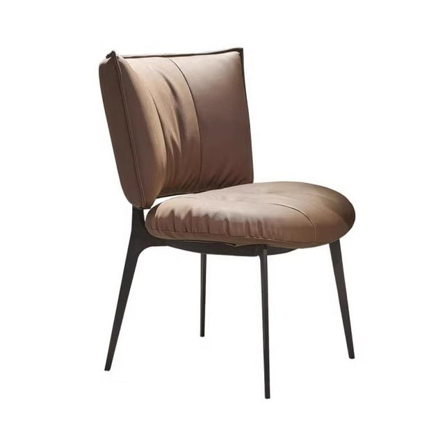 Scaun de Sufragerie, Flippy, Stil Italian, Schelet Metalic, Exterior din Piele, 45 x 49 x 82 cm, Maro - vivimall.ro