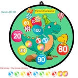 Joc Darts Vivimall pentru Copii, Placa Pliabila 36.5 cm, 8 Mingii Velcro/Scai Simple, 2 Mingii Luminoase, Model Dinozaur Park, Verde - vivimall.ro