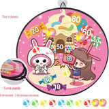 Joc Darts Vivimall pentru Copii, Placa Pliabila 70 cm, 8 Mingii Velcro/Scai Simple, 2 Mingii Luminoase, Model Acadele, Roz - vivimall.ro