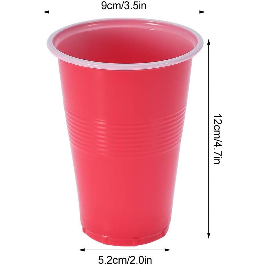 Joc de baut Beer Pong Vivimall, 24 Pahare, 24 Mingi, material plastic, reutilizabil, portabil, rosu - vivimall.ro