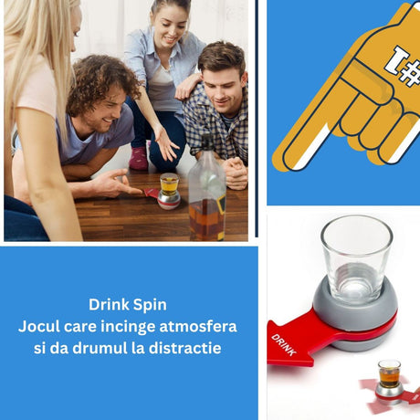 Joc de baut Drink Spin Vivimall, 10.3 x 11.5 cm, Pahar de Shot din Sticla, gri - vivimall.ro