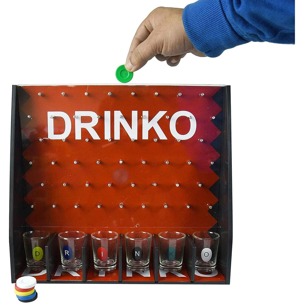 Joc de Baut Gravitational Vivimall, pentru Petreceri, Interactiv, pana la 6 Jucatori, Pahare de Shot Incluse, 25.5 x 6.7 x 27.5 cm, Rosu - vivimall.ro