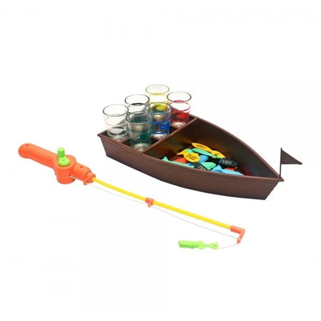 Joc de baut, La pescuit, Vivimall, arunca undita si prinde provocarea, pahare de shot din sticla, pentru petreceri, distractiv,  31 x 15 x 5 cm, multicolor - vivimall.ro