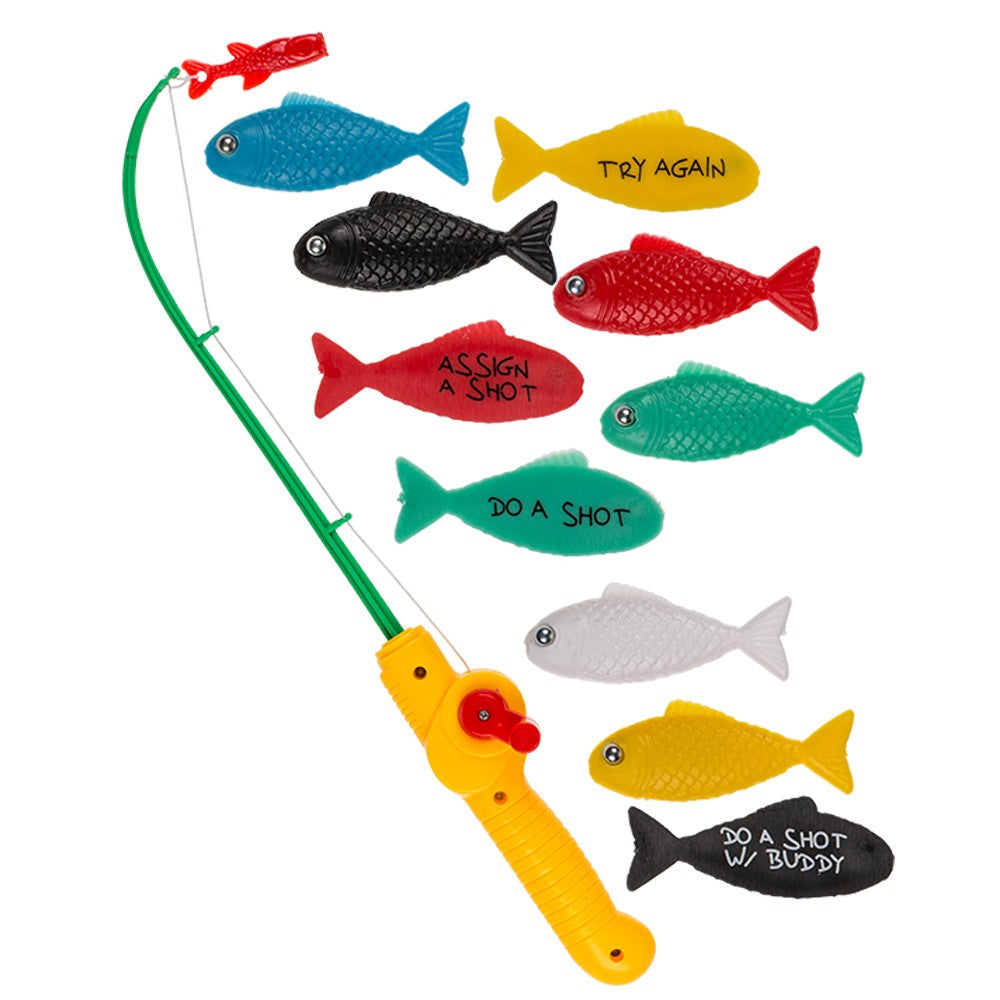 Joc de baut, La pescuit, Vivimall, arunca undita si prinde provocarea, pahare de shot din sticla, pentru petreceri, distractiv,  31 x 15 x 5 cm, multicolor - vivimall.ro