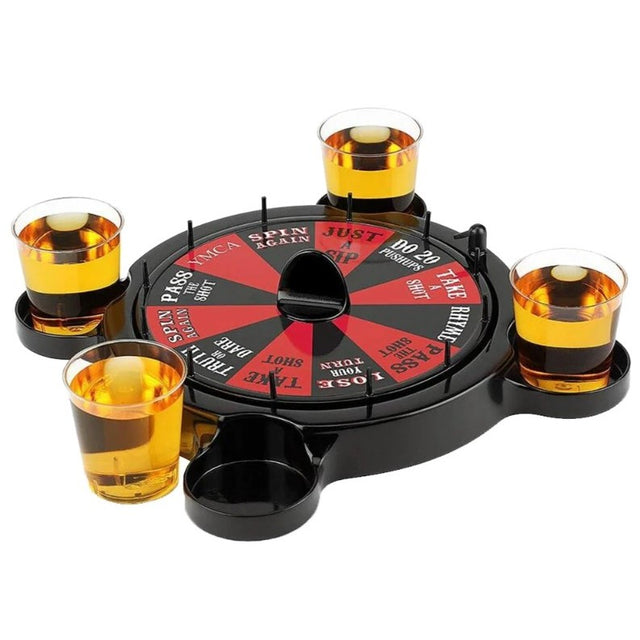 Joc de Baut Ruleta cu Pahare de Shot Vivimall, 15 x 16.5 cm, Rosu/Negru - vivimall.ro