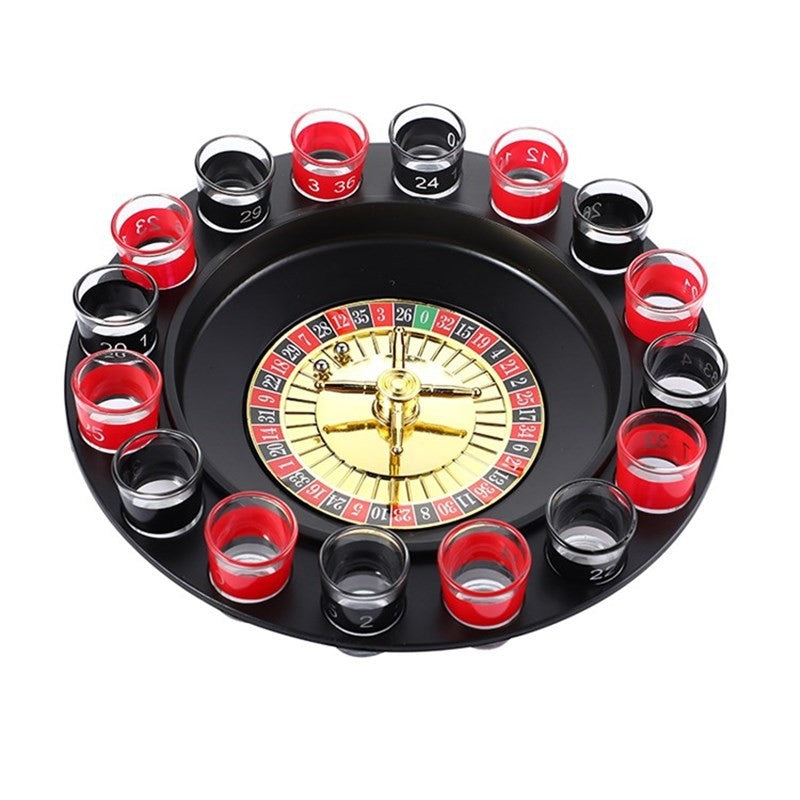 Joc de Baut Ruleta Vivimall, cu 16 Pahare de Shot din Sticla , 30 x 30 x 5.5 cm, model 2, Rosu/Negru - vivimall.ro
