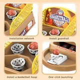 Joc de Masa Mini Baschet Interactiv pentru Copii, Vivimall, 4 Cosuri, 3 Mingi Incluse, 23.5x11.5x14 cm, Maro - vivimall.ro