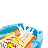 Joc de Masa Mini Bowling Interactiv pentru Copii, Vivimall, Mingi si Figurine Incluse, 26.5x19.5x5 cm, Albastru - vivimall.ro