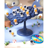 Joc Interactiv, Vivimall, Astronauti in Echilibru, +3 Ani, din Plastic, 50 de Pioni, Placa de Echilibru, Roata cu Pedepse, Zar, 14 x 7 x 14 cm, Albastru - vivimall.ro