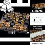 Joc de sah Vivimall din sticla cu pahare pentru shoturi, 35x35 cm, transparent - vivimall.ro