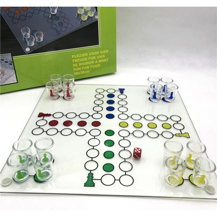 Joc de baut, Nu te supara frate, Vivimall, cu pahare de shot din sticla, 30x30 cm, multicolor - vivimall.ro