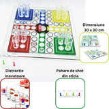 Joc de baut, Nu te supara frate, Vivimall, cu pahare de shot din sticla, 30x30 cm, multicolor - vivimall.ro