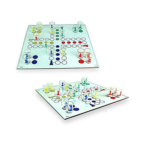 Joc de baut, Nu te supara frate, Vivimall, cu pahare de shot din sticla, 30x30 cm, multicolor - vivimall.ro