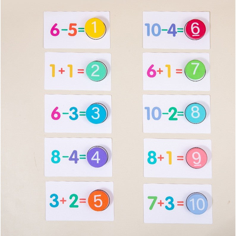 Joc Educational, Vivimall, Invatare Adunare si Scadere, Cifre din Lemn, 46 Planse, +3 Ani, Multicolor - vivimall.ro