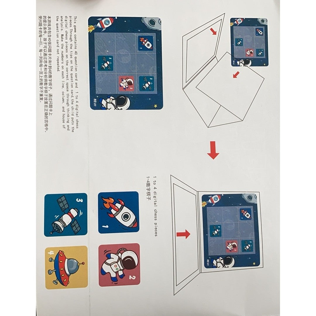 Joc educativ Sudoku cu tablita magnetica, 35 de piese, cartonase spatiu, Albastru - vivimall.ro