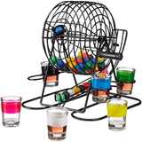 Joc Mini Loterie Vivimall, Bingo, cu Pahare de Shot din Sticla, 20 x 20 x 19 cm, 48 Bile, Negru - vivimall.ro
