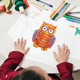 Joc Montessori cu Bile, Vivimall, Creion Magnetic, Tip Labirint, din Lemn, Model Bufnita, 18.5x17.5 cm, Portocaliu-Mov - vivimall.ro