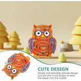 Joc Montessori cu Bile, Vivimall, Creion Magnetic, Tip Labirint, din Lemn, Model Bufnita, 18.5x17.5 cm, Portocaliu-Mov - vivimall.ro