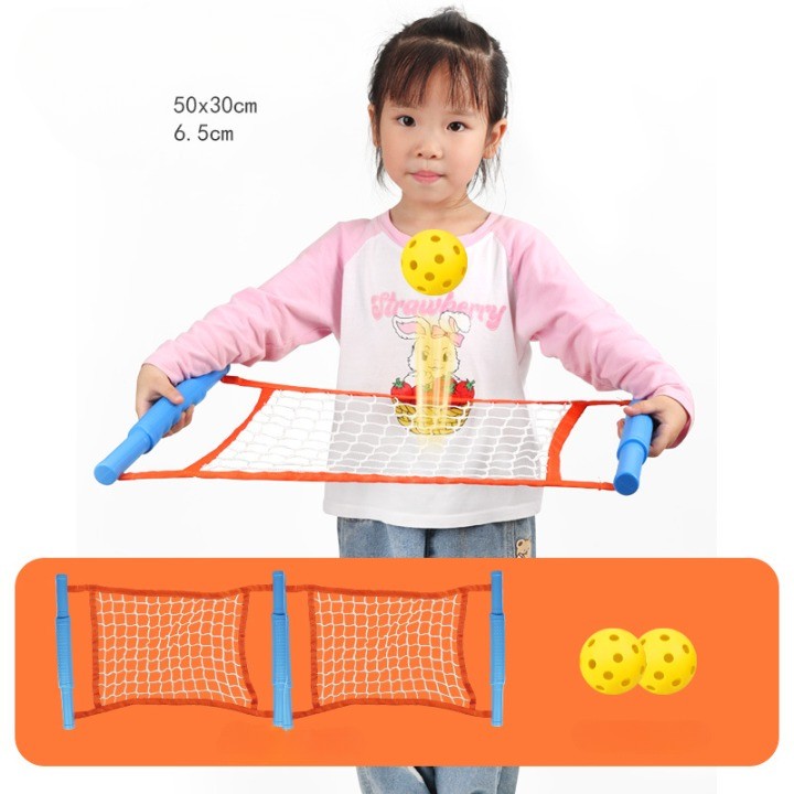 Joc Spikeball, Vivimall, pentru Copii, Joc in 2, pentru Plaja, Parcuri, Interior, 2 Plase, 2 Mingi, Senzorial, Prinderea Mingii, 50x30 cm, Multicolor - vivimall.ro