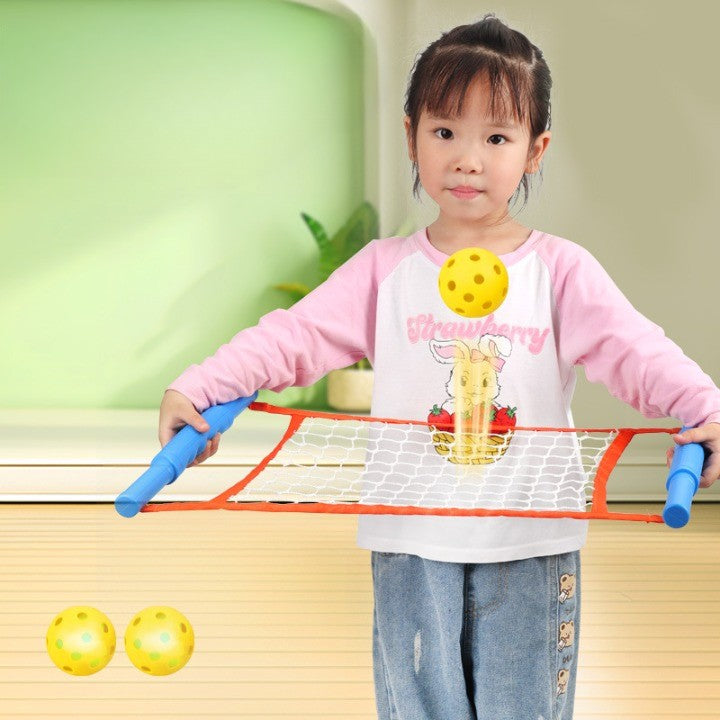 Joc Spikeball, Vivimall, pentru Copii, Joc in 2, pentru Plaja, Parcuri, Interior, 2 Plase, 2 Mingi, Senzorial, Prinderea Mingii, 50x30 cm, Multicolor - vivimall.ro