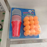 Joc de Baut BEER PONG, Flippy, Set din 24 Mingi de Tenis si 24 Pahare Reutilizabile, Joc Interactiv pentu Adulti, Albastru Portocaliu - vivimall.ro