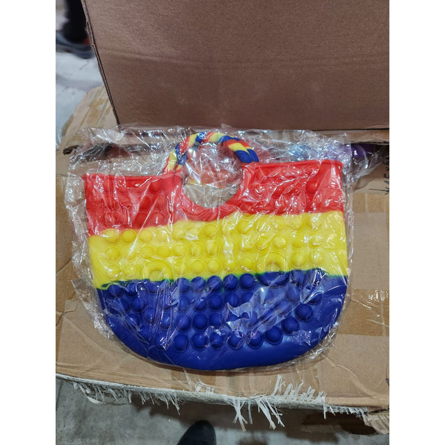Jucarie Antistres din Silicon, Vivimall, Geanta Mare Pop it, Tricolor - vivimall.ro