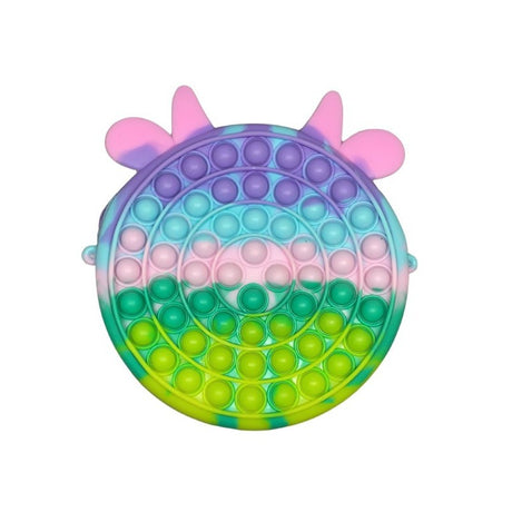Антистрес силиконова играчка Pop It торбичка, 18 см, крава, макарони
