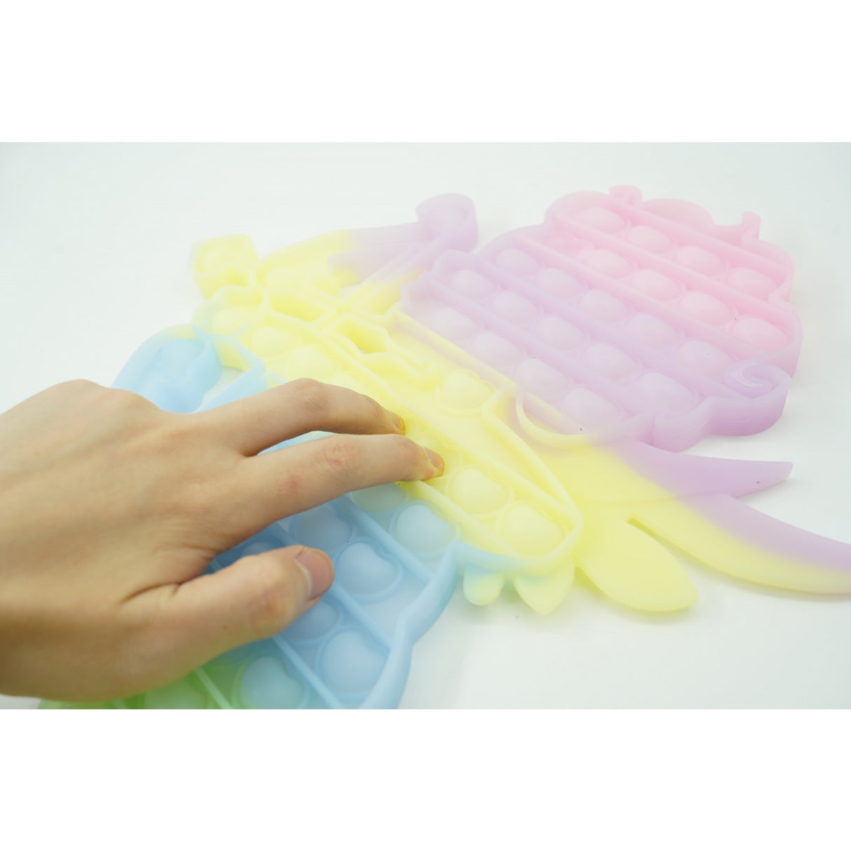 Jucarie antistres din silicon Vivimall, Pop it Now and Flip It , 40x45 cm, Cupidon, Fosforescent, Multicolor - vivimall.ro