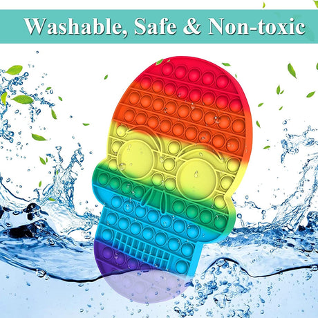 Jucarie antistres din silicon, Vivimall, Pop It Now and Flip It, Craniu, Multicolor - vivimall.ro