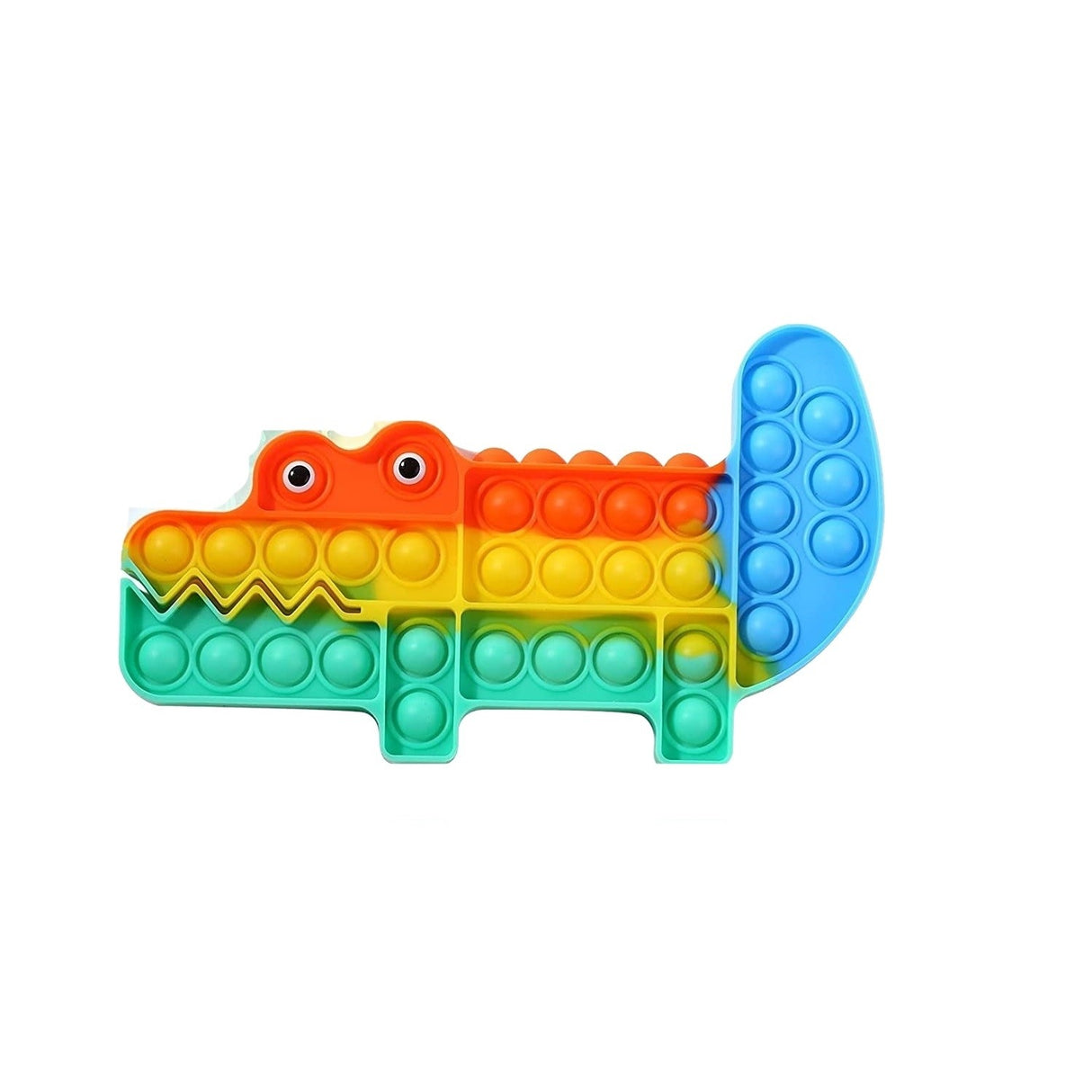 Jucarie antistres din silicon, Flippy, Pop It Now and Flip It, Crocodil, Albastru/Galben - vivimall.ro