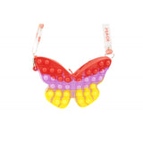 Jucarie antistres din silicon, Flippy, Pop It Now and Flip It, Geanta de umar, Fluture, Galben/Mov - vivimall.ro