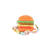 Jucarie antistres din silicon, Flippy, Pop It Now and Flip It, Geanta de umar, Hamburger, Portocaliu - vivimall.ro