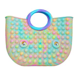 Jucarie Antistres, Vivimall, Tip Pop It Now and Flip It, Geanta, din Silicon, 28 cm, Multicolor - vivimall.ro