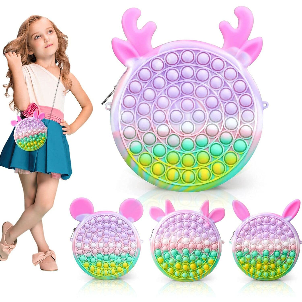 Jucarie antistres din silicon Flippy, Pop it Now and Flip It ,Geanta ,Multicolor - vivimall.ro