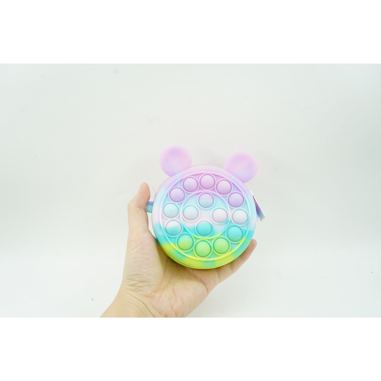 Jucarie antistres din silicon Flippy, Pop it Now and Flip It ,Mini Geanta, Mickey Mouse, 6 cm, Macarons - vivimall.ro
