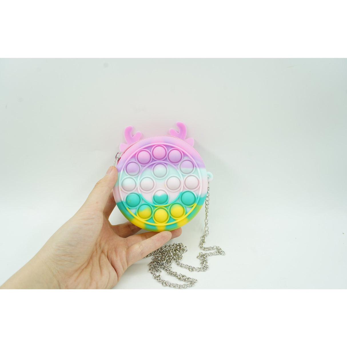 Jucarie antistres din silicon Flippy, Pop it Now and Flip It ,Mini Geanta, Ren, 6 cm, Macarons - vivimall.ro