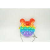 Jucarie antistres din silicon Flippy, Pop it Now and Flip It ,Mini Geanta, Soricel, 6 cm, Curcubeu - vivimall.ro